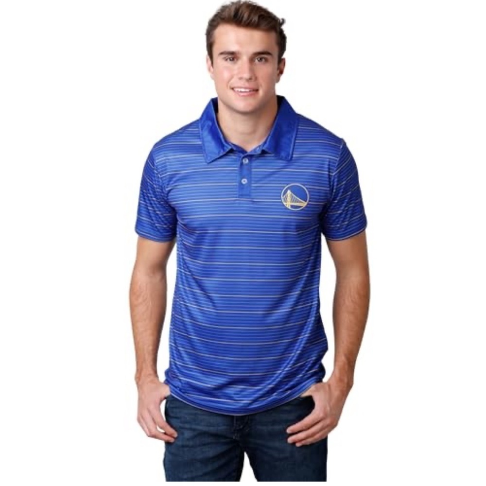 Golden State Warriors Blue Striped Polo Shirt NEW Small NBA Basketball